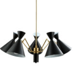 Люстра на штанге Crystal Lux JOVEN SP5 GOLD/BLACK